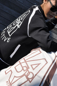 Obsidian Motion Zip Jacket Unisex in Black White - Pre-Order Only
