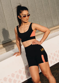 Obsidian Mode Sports Bra in Black Pink Punch