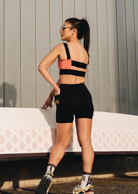 Obsidian Mode Sports Bra in Black Pink Punch