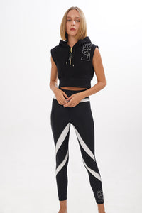 Backtrack Sleeveless Ribbed Hoodie in Monochrome